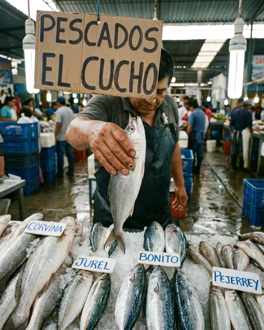 Vendedor de una pescadería en un mercado